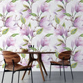 Tapet personalizat watercolor cu flori de magnolie mov purple magnolia