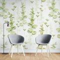 Tapet personalizat watercolor cu frunze de eucalipt pe un fundal alb eucalipt leaves