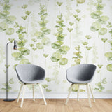 Tapet personalizat watercolor cu frunze de eucalipt pe un fundal alb eucalipt leaves