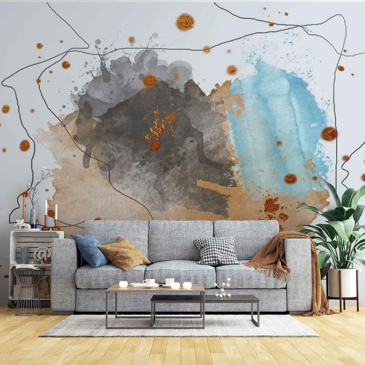 Tapet personalizat watercolor cu pictura in stil watercolor multicolora paint splash