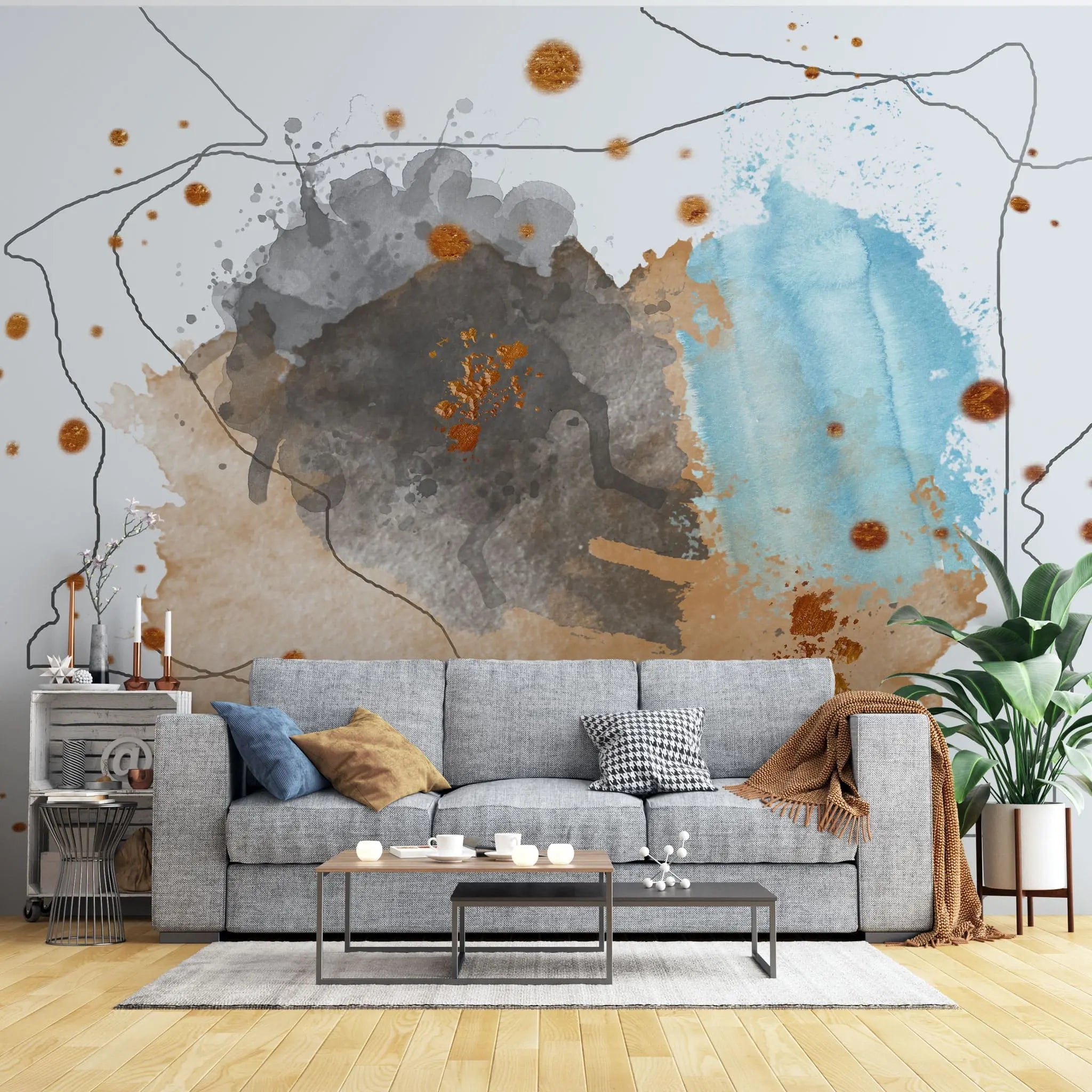 Tapet personalizat watercolor cu pictura in stil watercolor multicolora paint splash