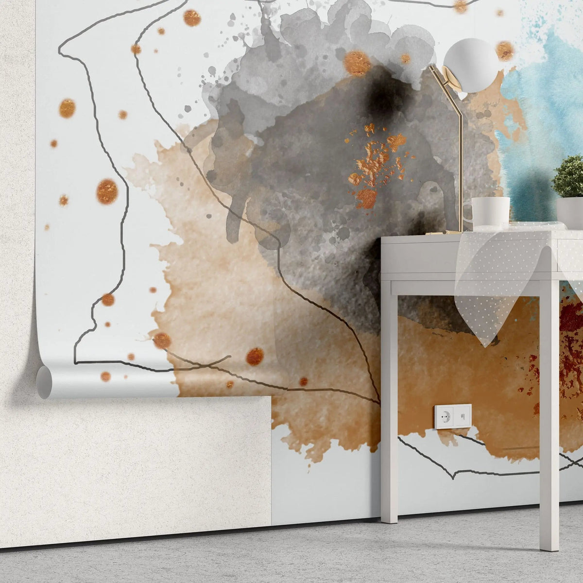 Tapet personalizat watercolor cu pictura in stil watercolor multicolora paint splash