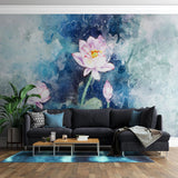 Tapet personalizat watercolor cu floare de lotus in apa pink lotus