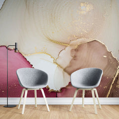 Tapet personalizat watercolor cu design minimalist abstract in nuante rozalii abstract ruby
