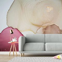 Tapet personalizat watercolor cu design minimalist abstract in nuante rozalii abstract ruby