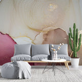 Tapet personalizat watercolor cu design minimalist abstract in nuante rozalii abstract ruby