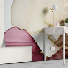 Tapet personalizat watercolor cu design minimalist abstract in nuante rozalii abstract ruby