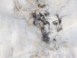 Tapet personalizat watercolor cu design feminin pictat artistic in nuante de gri si accente aurii beautiful estetic