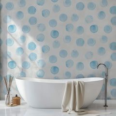 Tapet Personalizat Watercolor cu cerculete albastre in acuarela - SOAP BUBBLES