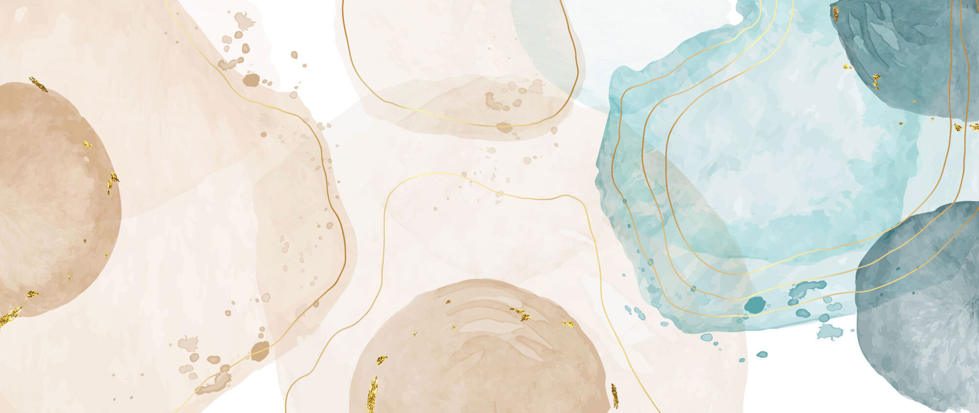Tapet Personalizat Watercolor cu pictura abstracta in nuante rozalii si albastru deschis - MEDITERRANEAN COFFEE