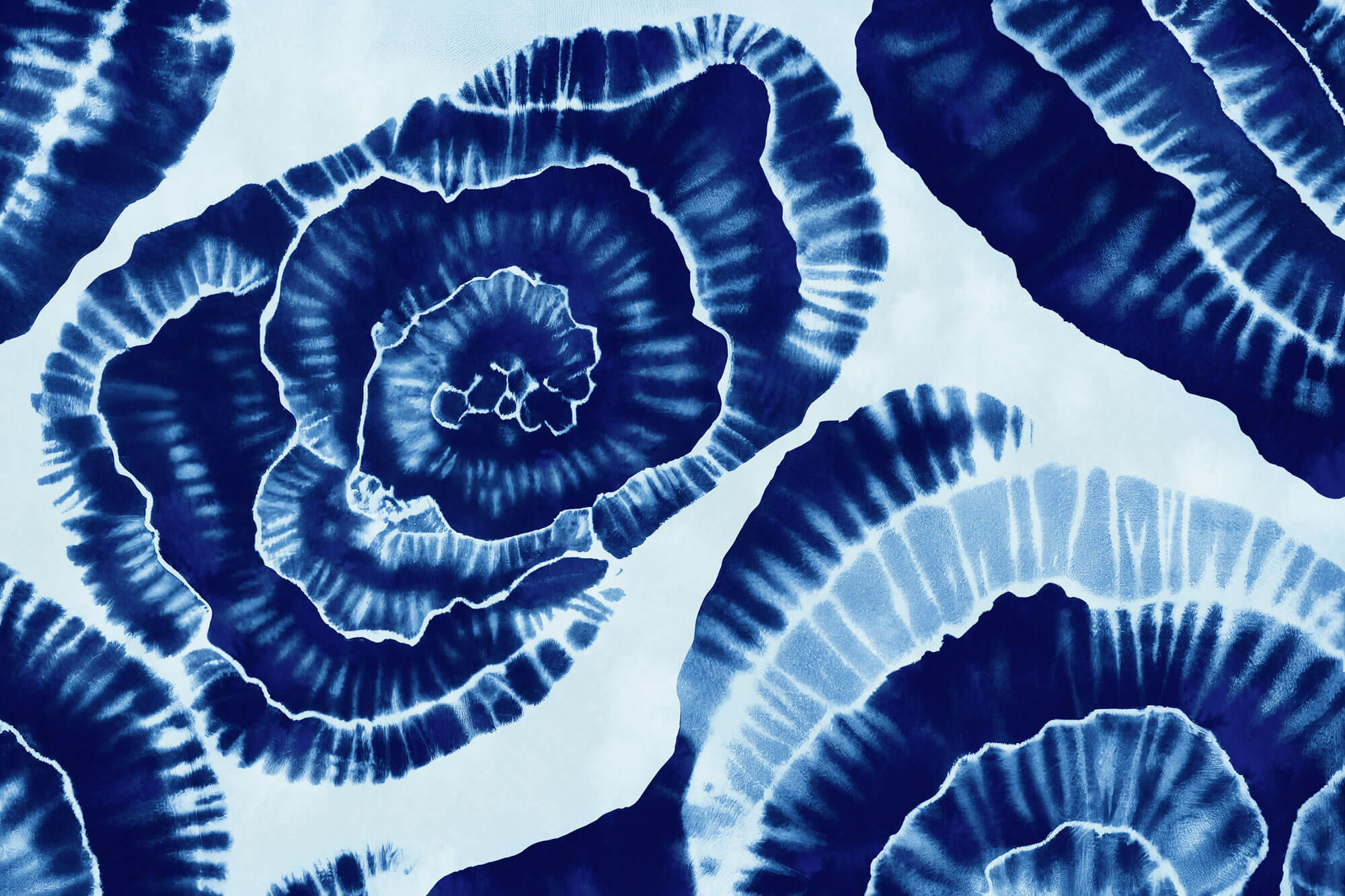 Tapet Personalizat Watercolor cu pictura in cerneala albastra 1 - WATERCOLOR INK FLOWERS