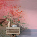 Tapet Personalizat Watercolor cu model floral in nuante de rozaliu si verde - CRIMSON FILTER