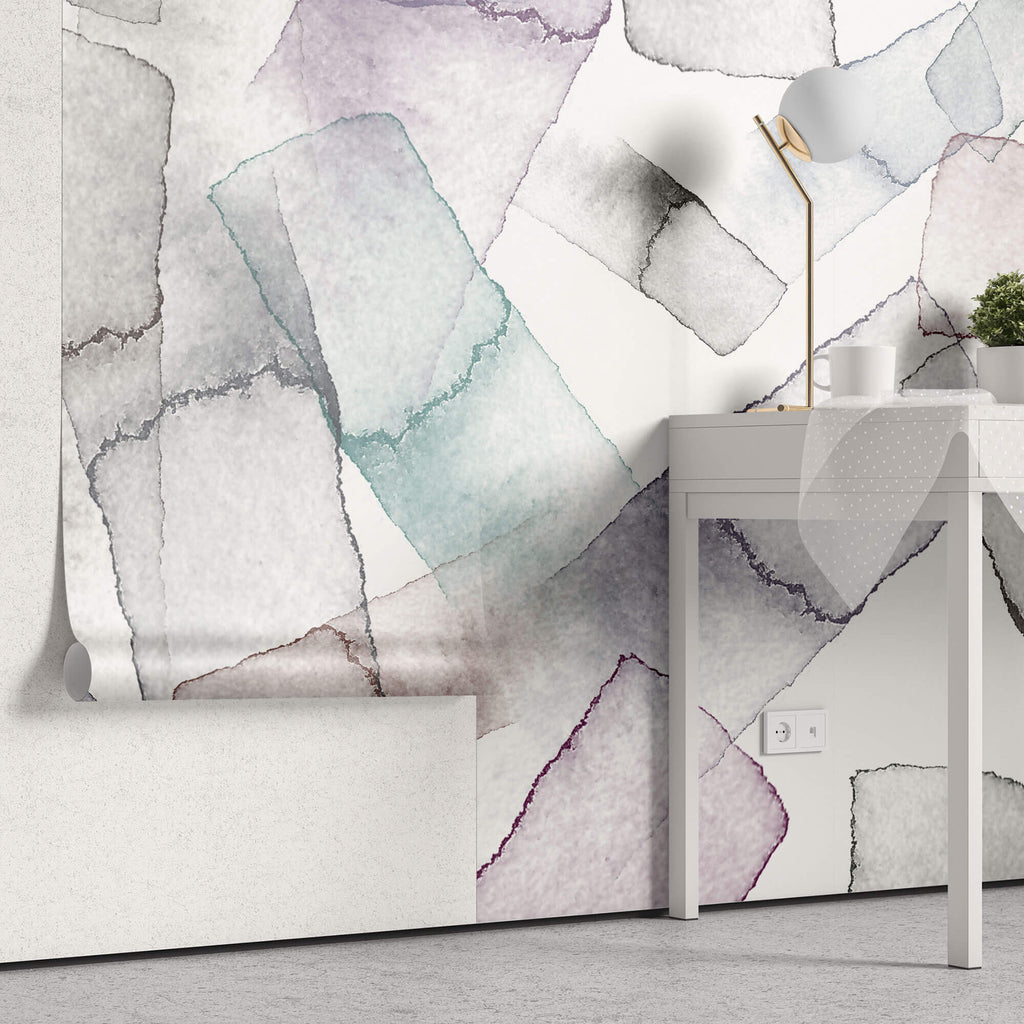 Tapet Personalizat Watercolor cu cuburi abstracte pictate - DIAGONAL WATERCOLOR