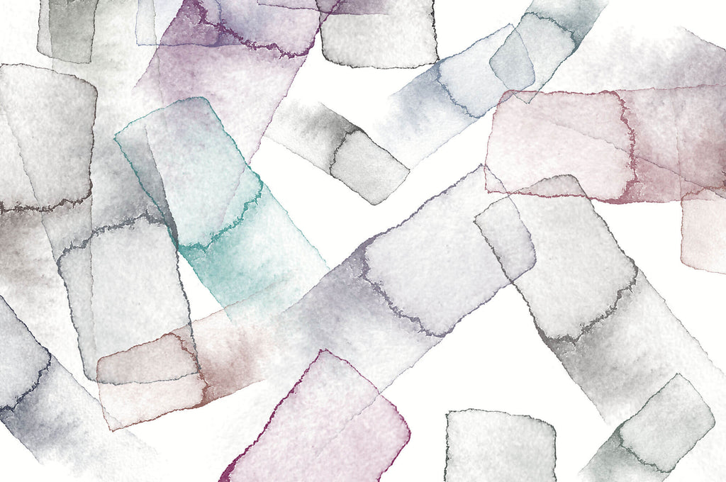 Tapet Personalizat Watercolor cu cuburi abstracte pictate - DIAGONAL WATERCOLOR