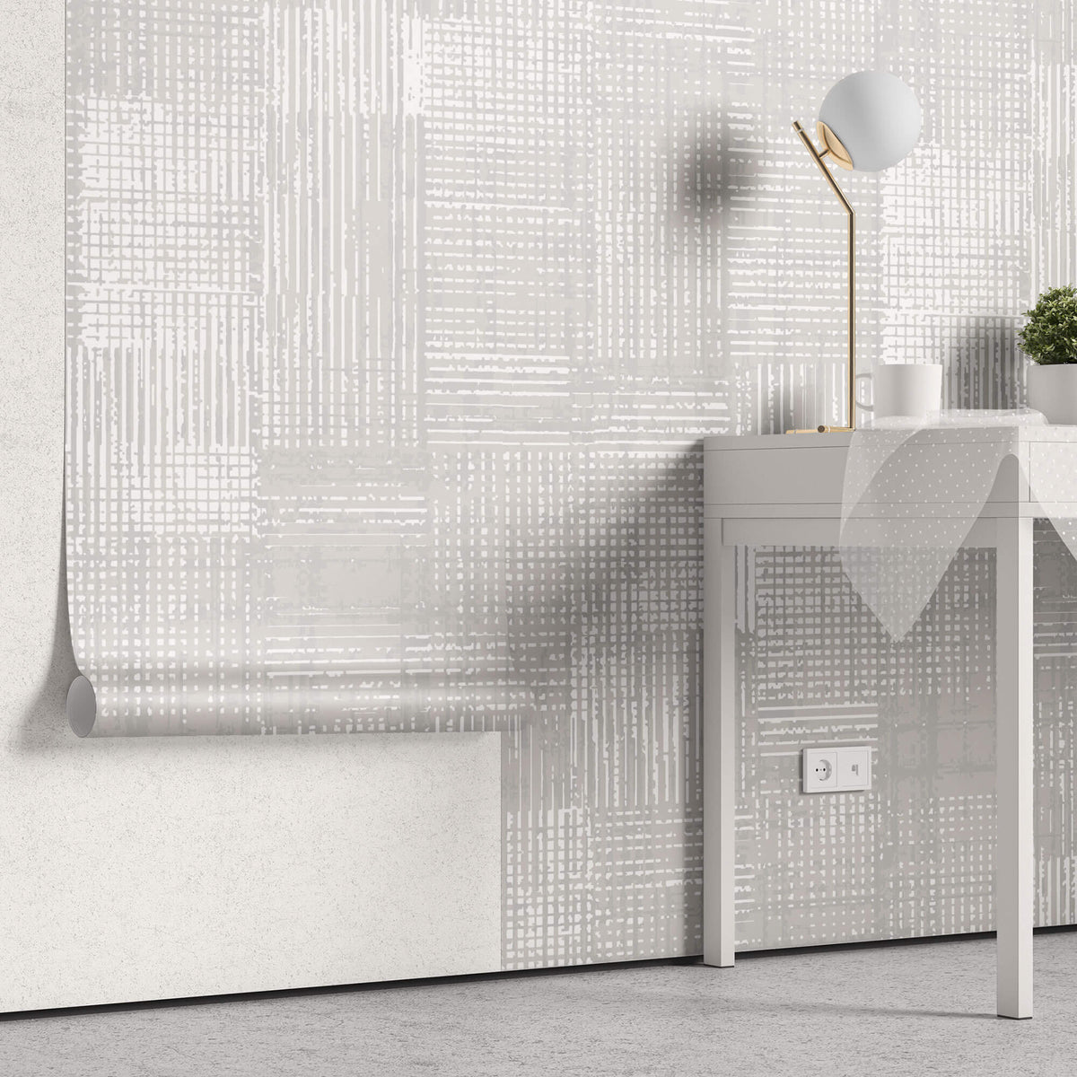 Tapet Personalizat Patterns cu linii abstracte in nuante de bej - CROSSED LINES