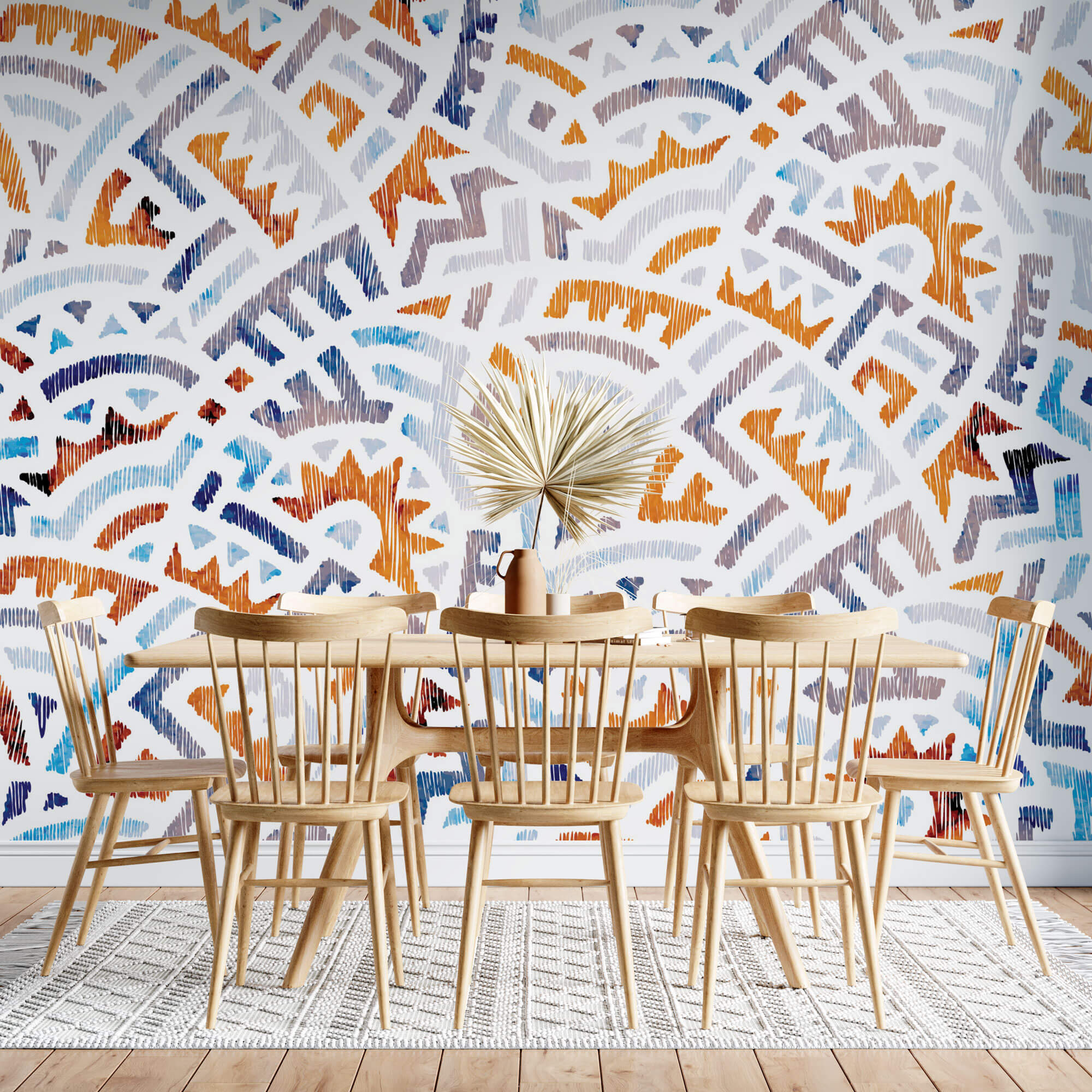 Tapet Personalizat Patterns cu arcade colorate in stil portughez - PORTUGUESE ARCH