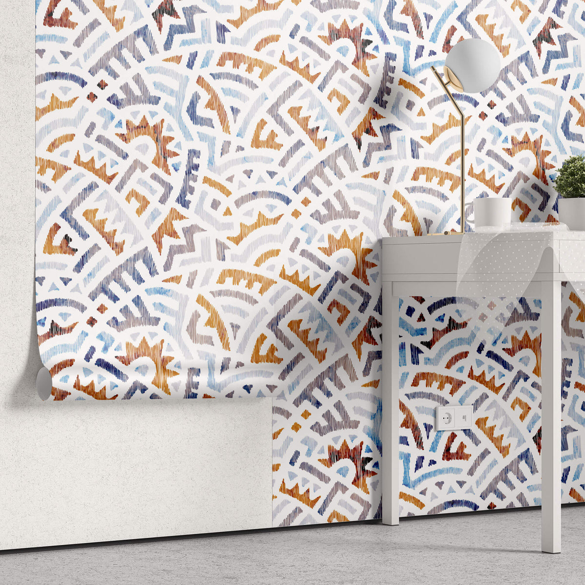 Tapet Personalizat Patterns cu arcade colorate in stil portughez - PORTUGUESE ARCH