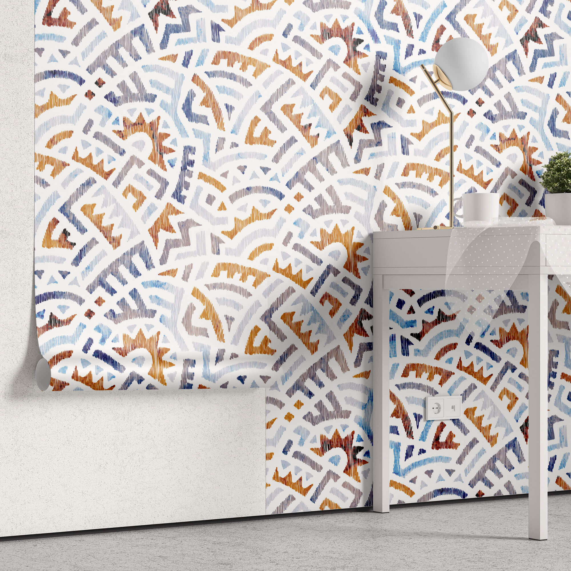 Tapet Personalizat Patterns cu arcade colorate in stil portughez - PORTUGUESE ARCH