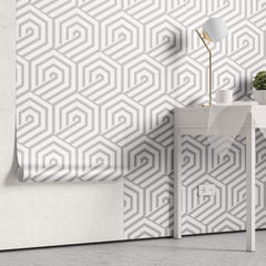 Tapet Personalizat Patterns cu hexagoane gri - HEXAGONAL GREY LINES