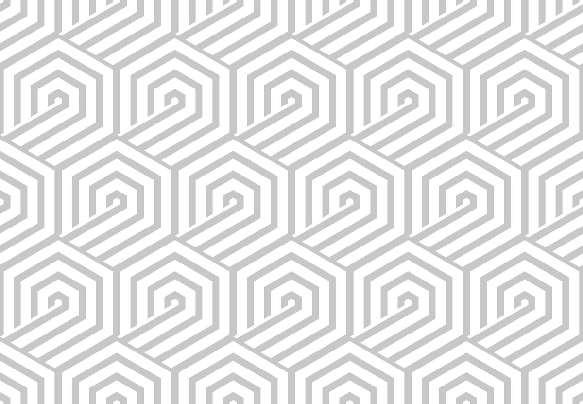 Tapet Personalizat Patterns cu hexagoane gri - HEXAGONAL GREY LINES