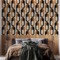 Tapet Personalizat Patterns cu inele in nuante de negru si maro - BROWN CHAIN PATTERN