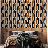 Tapet Personalizat Patterns cu inele in nuante de negru si maro - BROWN CHAIN PATTERN