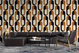 Tapet Personalizat Patterns cu inele in nuante de negru si maro - BROWN CHAIN PATTERN