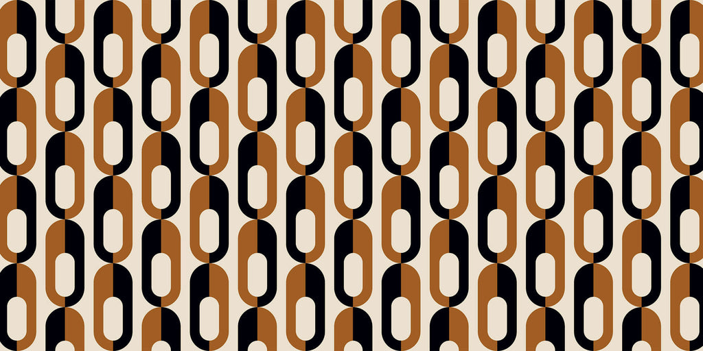 Tapet Personalizat Patterns cu inele in nuante de negru si maro - BROWN CHAIN PATTERN