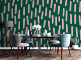 Tapet Personalizat Patterns cu ilustratie abstracta cu linii roz si fundal verde - PINK LINES