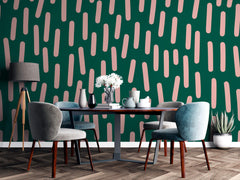 Tapet Personalizat Patterns cu ilustratie abstracta cu linii roz si fundal verde - PINK LINES