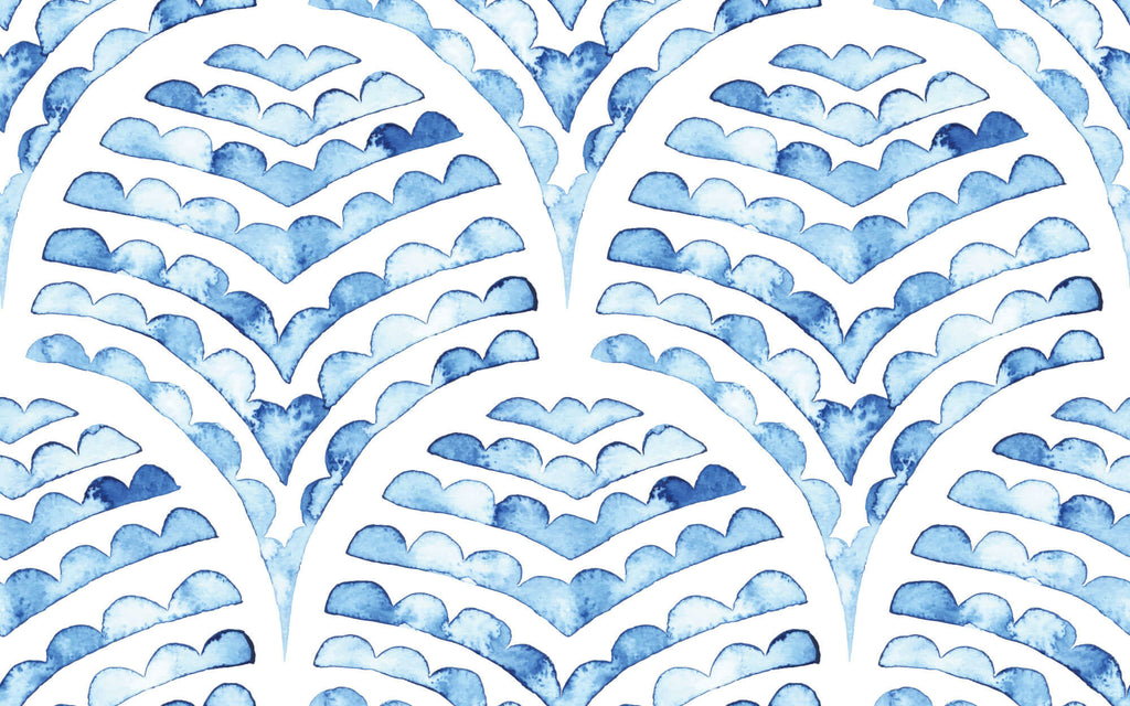 Tapet Personalizat Patterns cu arcade albastre in stil watercolor - BLUE WATERCOLOR ARCHES