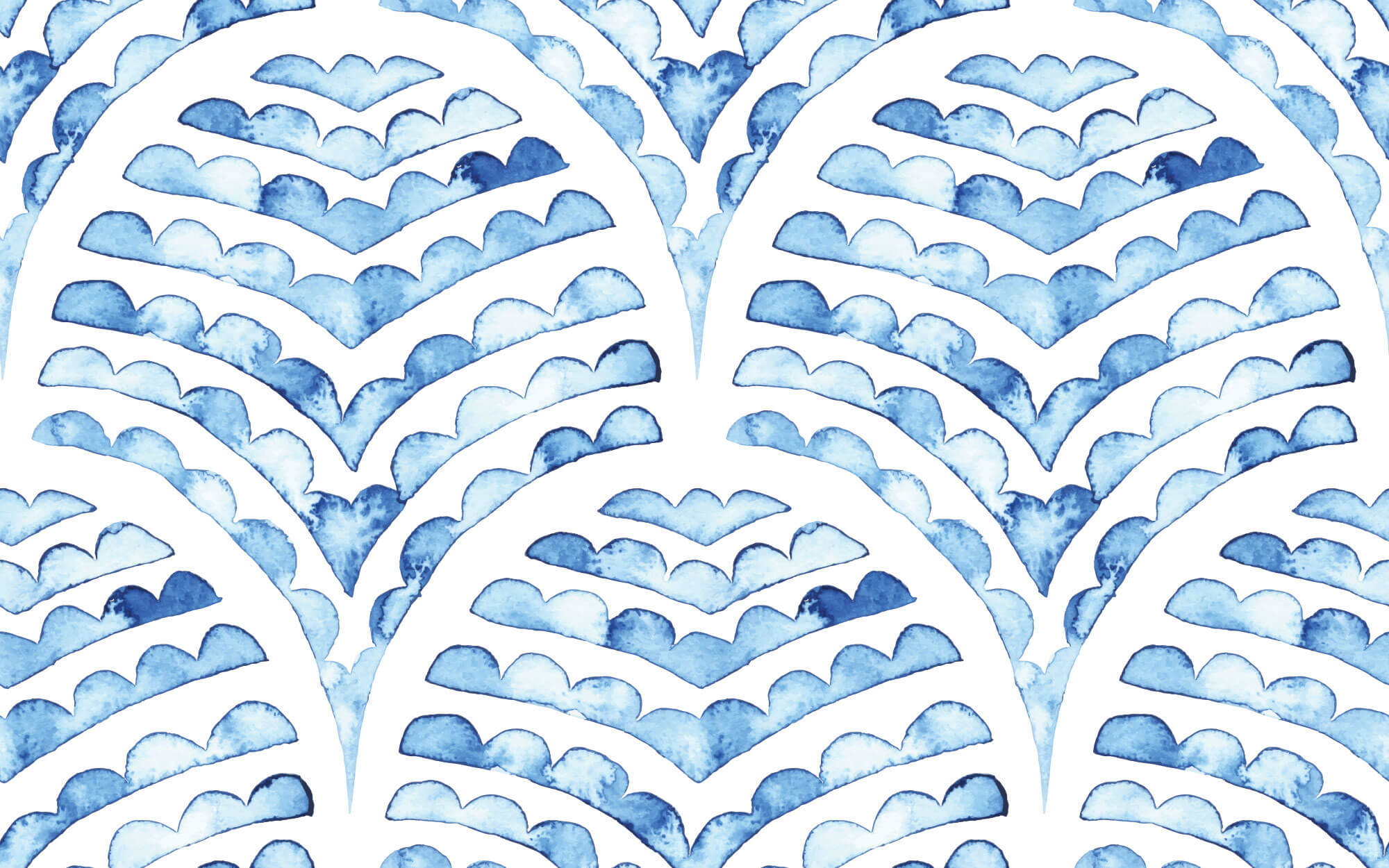 Tapet Personalizat Patterns cu arcade albastre in stil watercolor - BLUE WATERCOLOR ARCHES