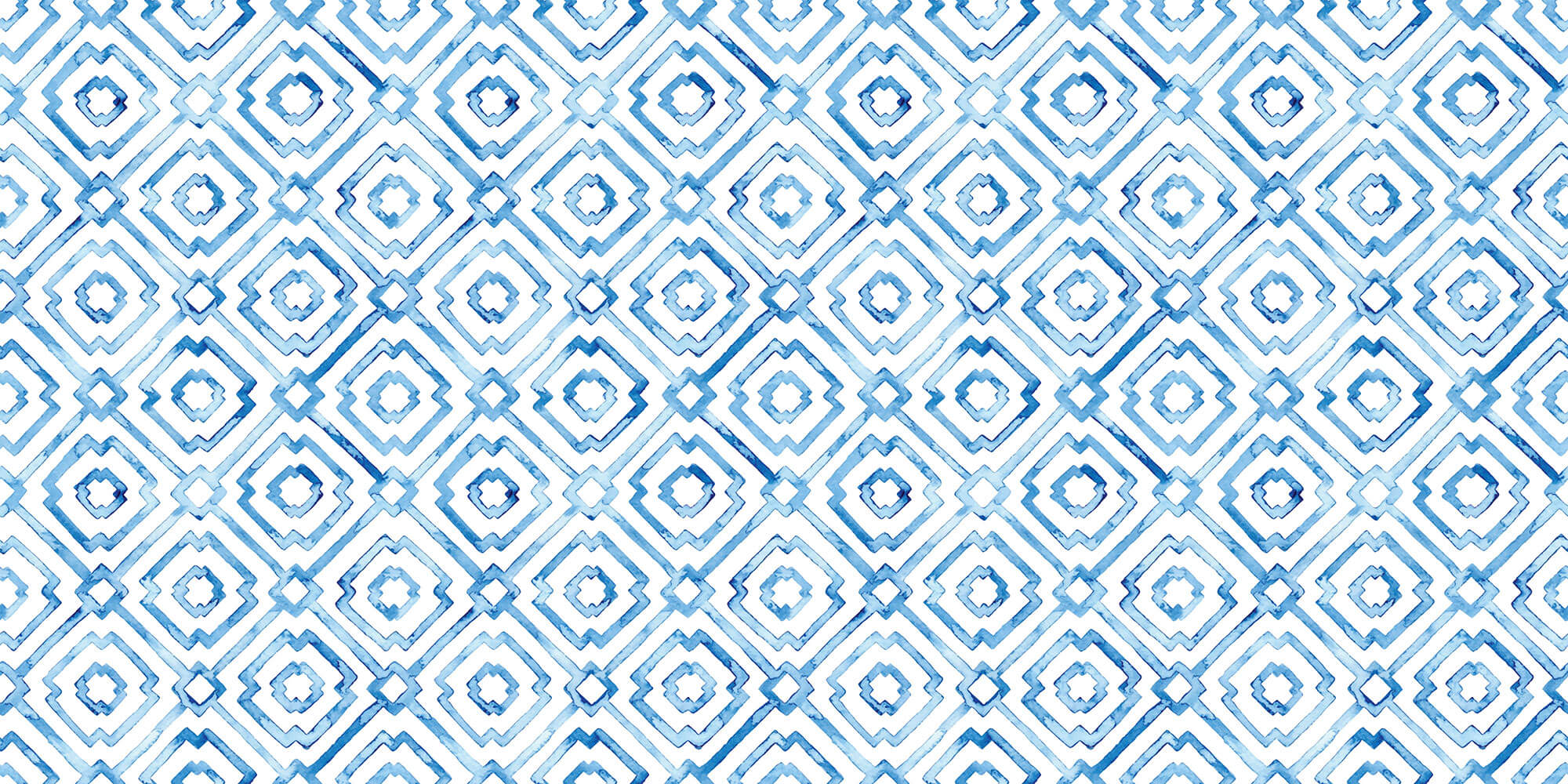Tapet Personalizat Patterns cu motive in stil portughez in nuante de albastru watercolor - BLUE PORTUGUESE PATTERN