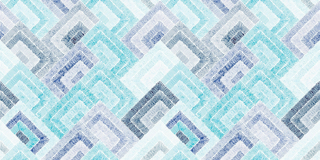 Tapet Personalizat Patterns cu forme abstracte similare unor cusaturi textile in nuante de albastru - BLUE ABSTRACT STITCHES