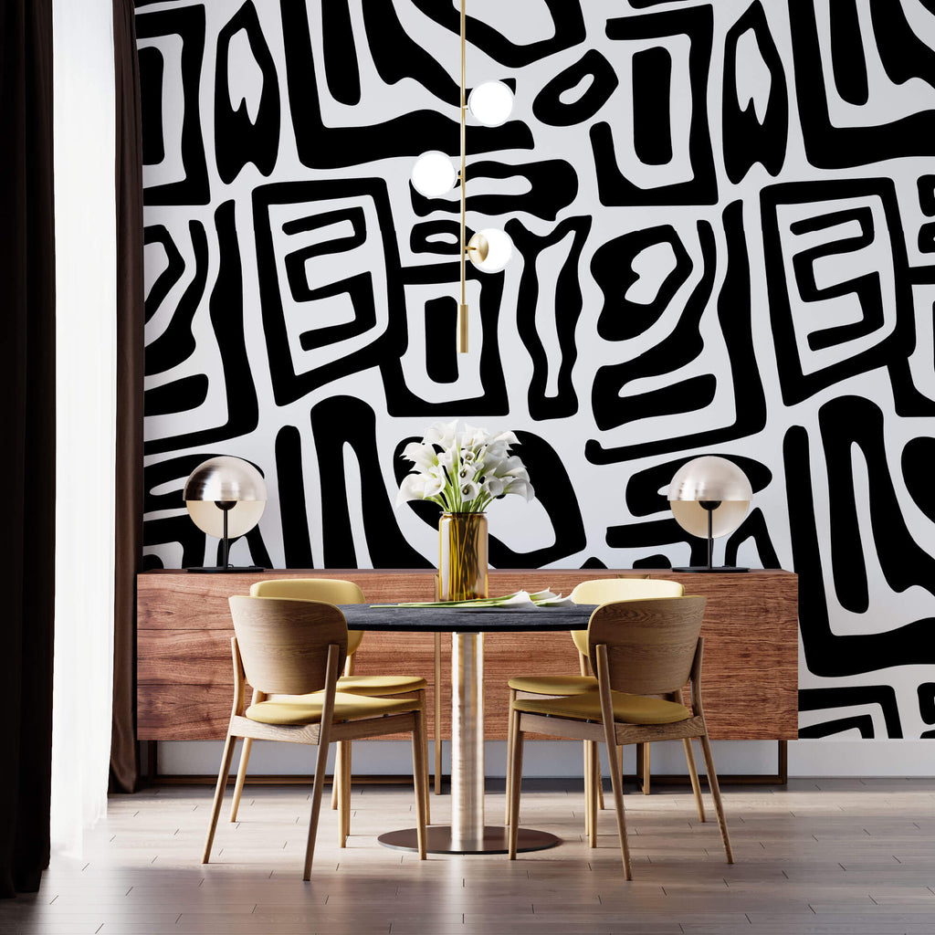 Tapet Personalizat Patterns cu forme neregulate abstracte - BLACK ABSTRACT SHAPES
