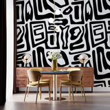 Tapet Personalizat Patterns cu forme neregulate abstracte - BLACK ABSTRACT SHAPES