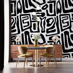 Tapet Personalizat Patterns cu forme neregulate abstracte - BLACK ABSTRACT SHAPES