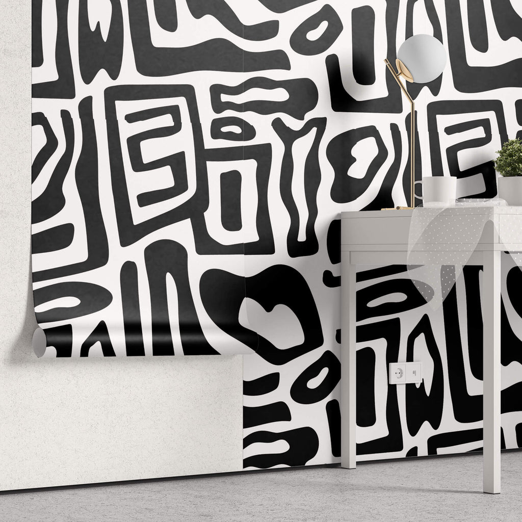 Tapet Personalizat Patterns cu forme neregulate abstracte - BLACK ABSTRACT SHAPES