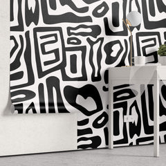 Tapet Personalizat Patterns cu forme neregulate abstracte - BLACK ABSTRACT SHAPES
