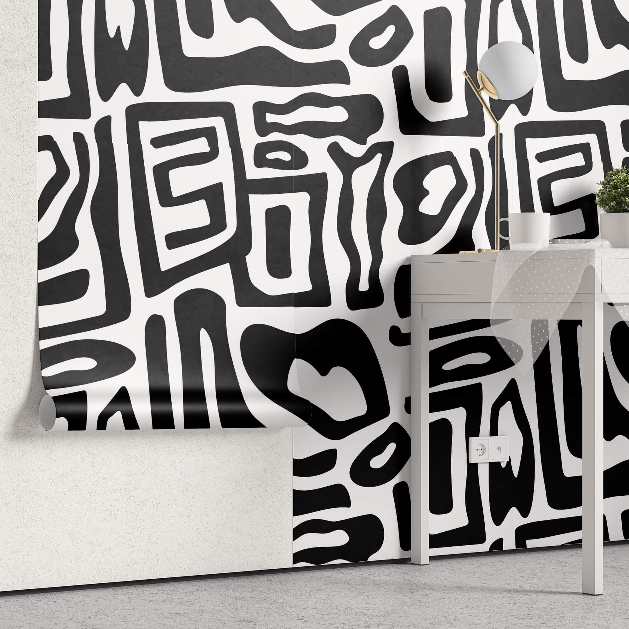 Tapet Personalizat Patterns cu forme neregulate abstracte - BLACK ABSTRACT SHAPES