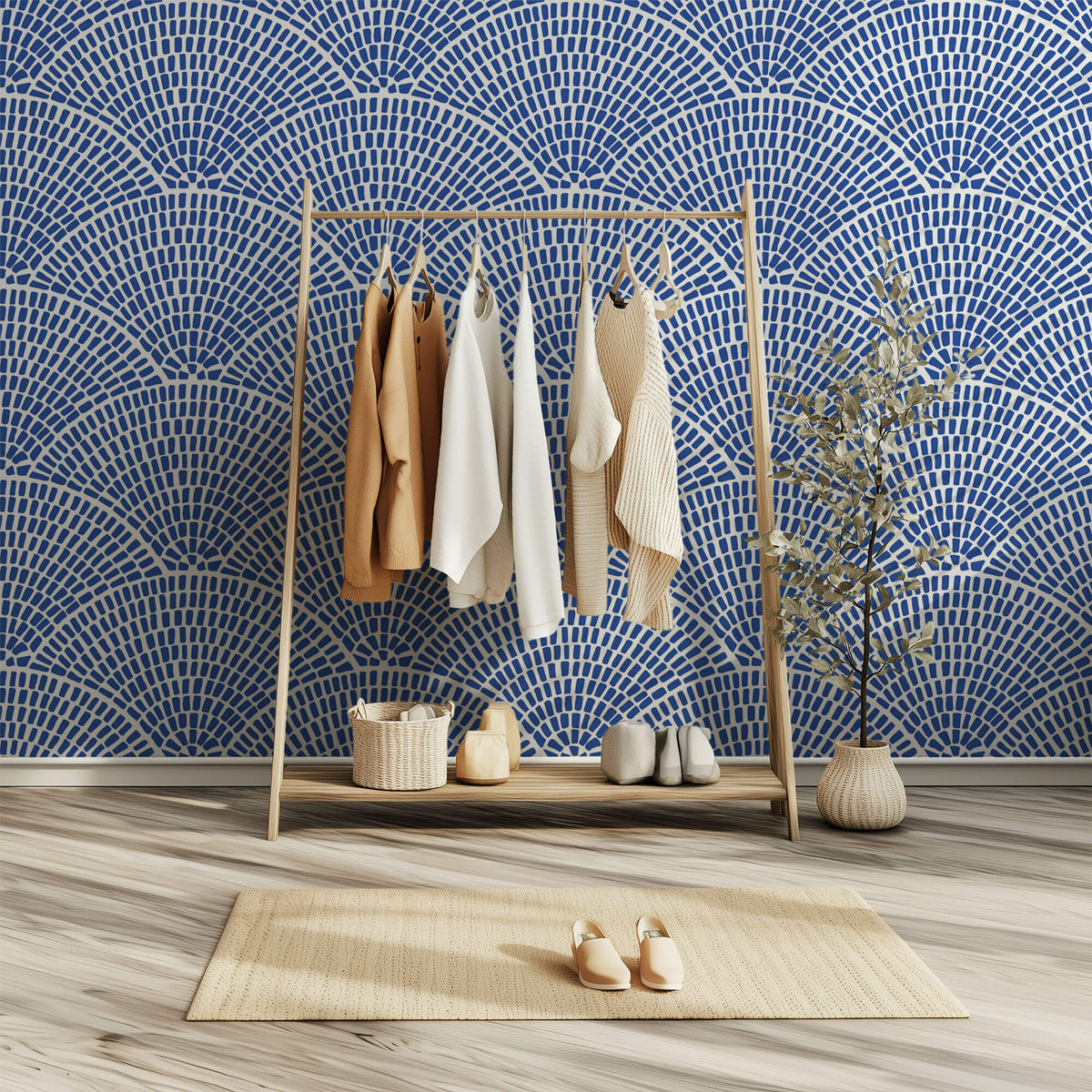 Tapet Personalizat Patterns cu ilustratie abstracta in stil mosaic in nuante de albastru - SEASIDE ARCHES