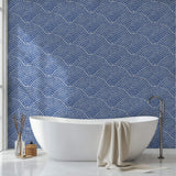 Tapet Personalizat Patterns cu ilustratie abstracta in stil mosaic in nuante de albastru - SEASIDE ARCHES