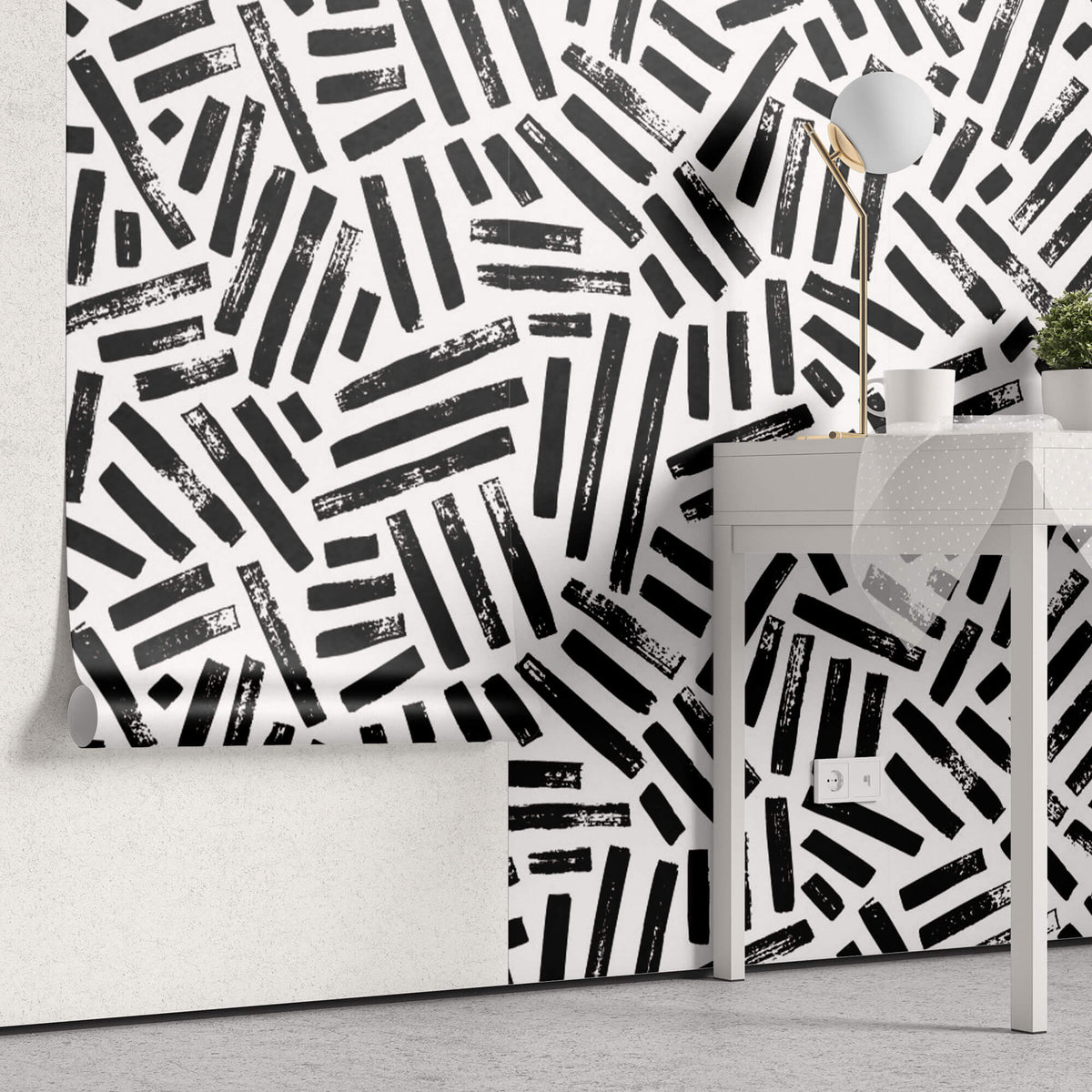 Tapet Personalizat Patterns cu dungi negre abstracte - BLACK STRIPES