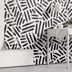 Tapet Personalizat Patterns cu dungi negre abstracte - BLACK STRIPES