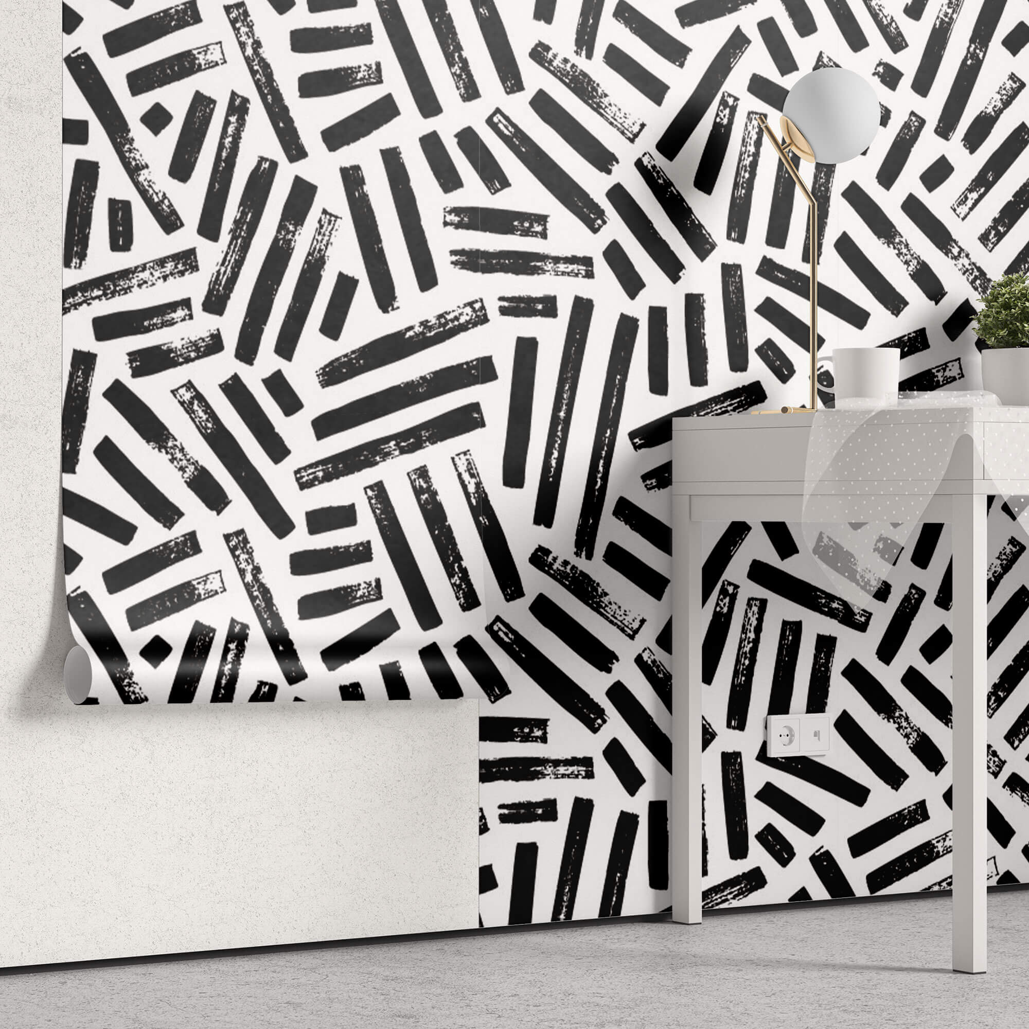 Tapet Personalizat Patterns cu dungi negre abstracte - BLACK STRIPES