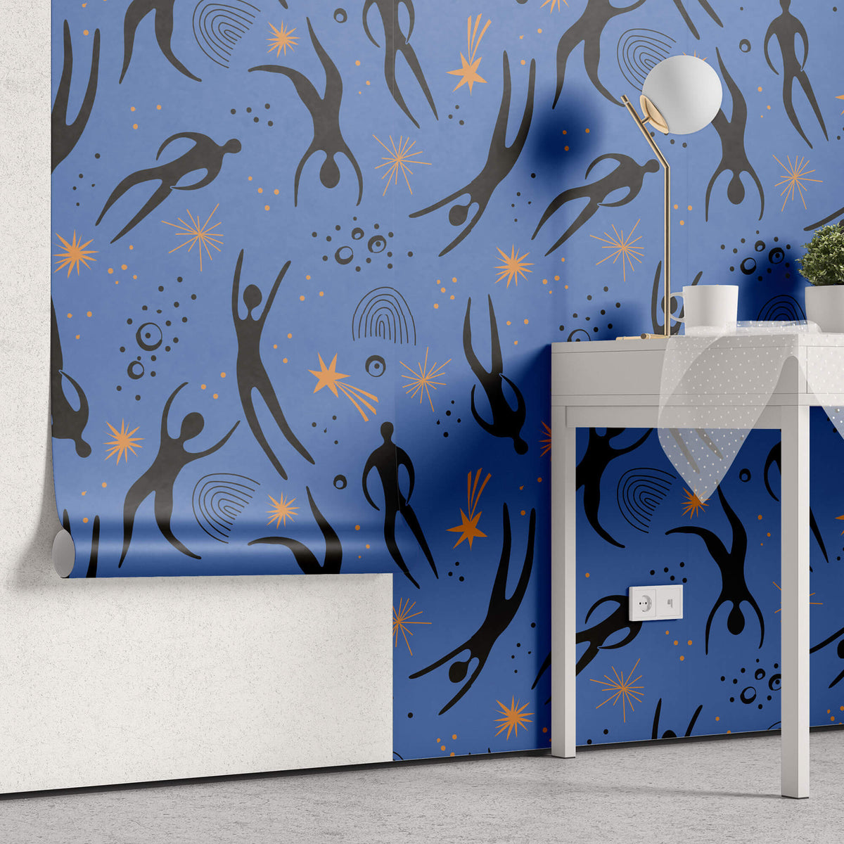 Tapet Personalizat Patterns cu siluete abstracte intr-un fundal albastru - NIGHT SILHOUETTES