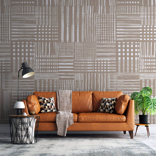 Tapet Personalizat Patterns cu dungi bej abstracte - BEIGE DRAPES PATTERN
