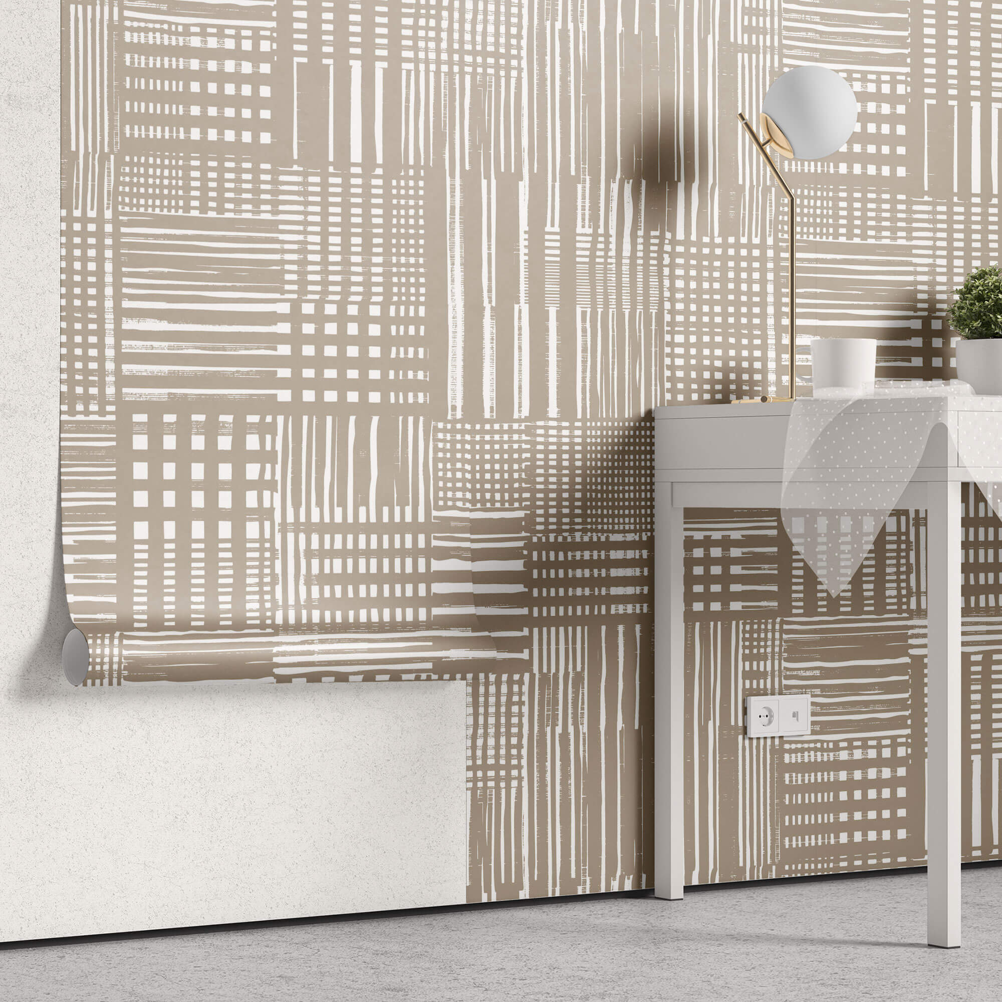 Tapet Personalizat Patterns cu dungi bej abstracte - BEIGE DRAPES PATTERN