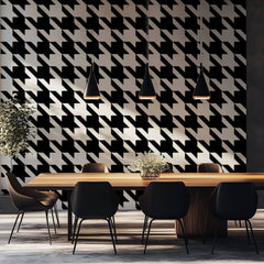 Tapet Personalizat Patterns cu model clasic in alb si negru - HOUNDSTOOTH PATTERN