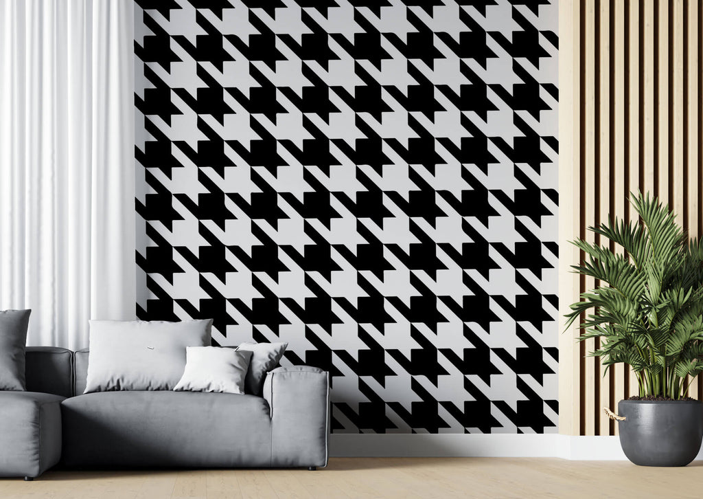 Tapet Personalizat Patterns cu model clasic in alb si negru - HOUNDSTOOTH PATTERN